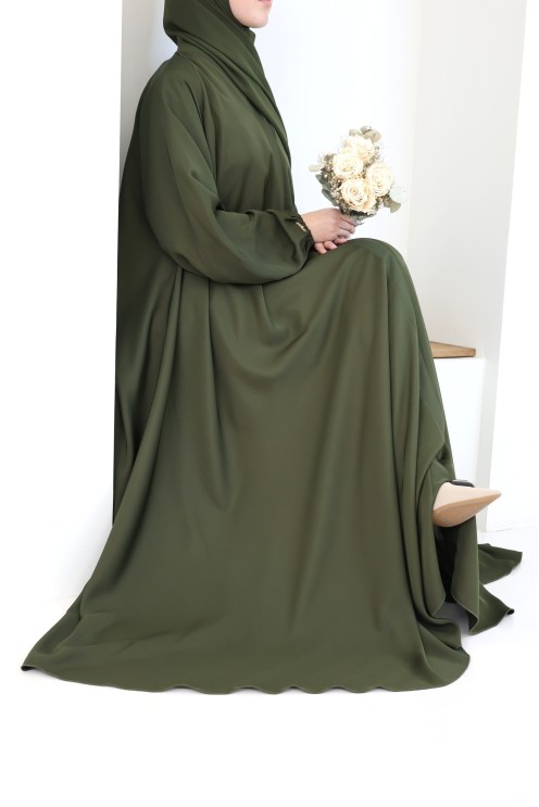 Abaya Dubai, Umbrella-Schnitt, khaki, für modebewusste Hijabi-Frauen