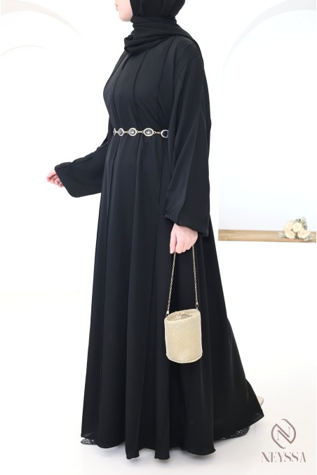 Moderne 2-teilige schwarze Abaya Dubai im Umbrella-Schnitt
