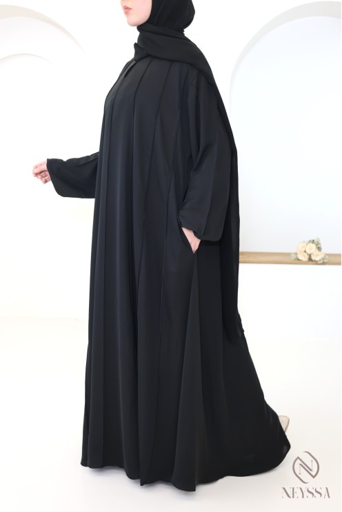 Moderne 2-teilige schwarze Abaya Dubai im Umbrella-Schnitt