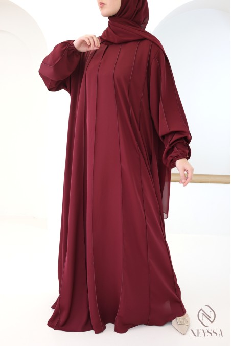 Trendige burgunderrote Abaya aus Dubai für verschleierte