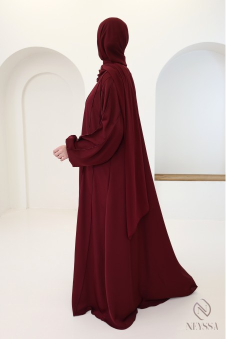 Trendige burgunderrote Abaya aus Dubai für verschleierte