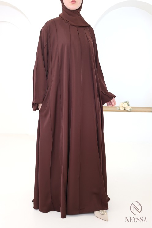 Abaya Dubai, lang, ausgestellt, schokoladenbraun, für den Ramadan