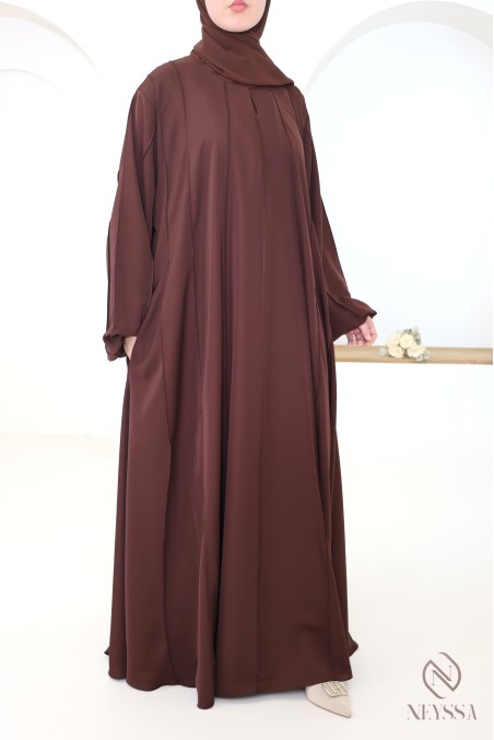 Abaya Dubai, lang, ausgestellt, schokoladenbraun, für den Ramadan