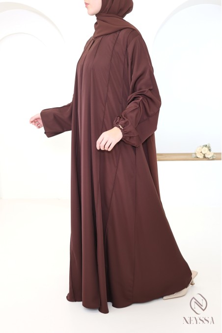 Abaya Dubai, lang, ausgestellt, schokoladenbraun, für den Ramadan