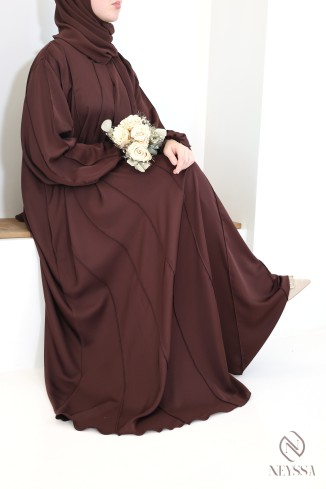 Abaya Dubai, lang, ausgestellt, schokoladenbraun, für den Ramadan 2