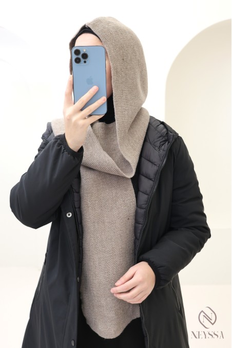 Perfect hooded scarf for hijabis, super warm, a winter essential.