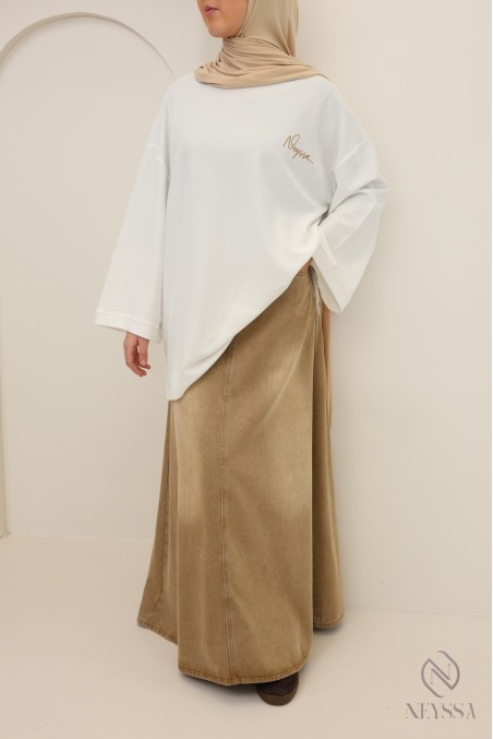 Oversized white piqué T-shirt with Neyssa signature