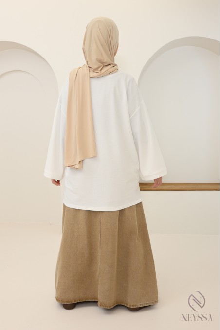 T-shirt blanc en maille piquée oversize avec signature Neyssa