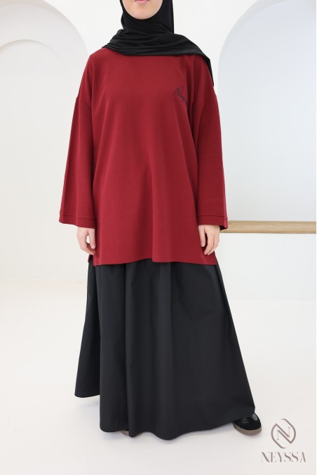 T shirt manches longues bordeaux oversize femme Neyssa Confection
