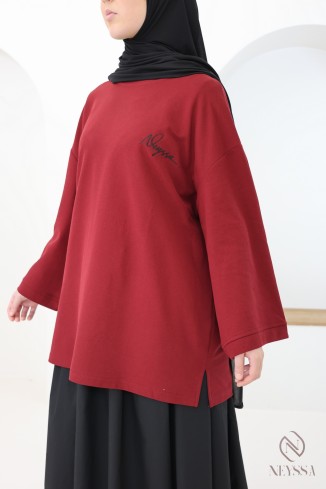 T shirt manches longues bordeaux oversize femme Neyssa Confection 2