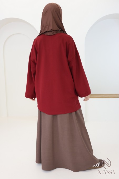 Neyssa women's oversized burgundy long-sleeved T-shirt