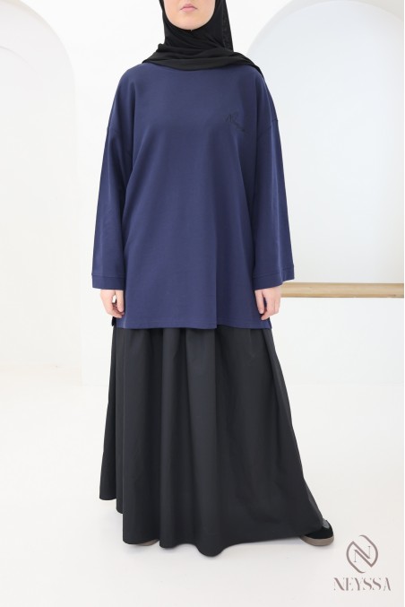 Neyssa loose-fitting mid-length cotton T-shirt, sportswear style