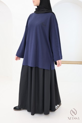 Neyssa loose-fitting mid-length cotton T-shirt, sportswear style