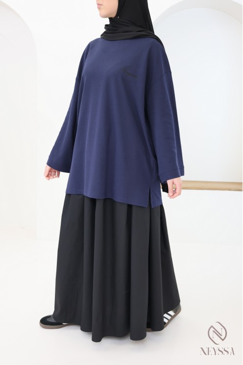 Neyssa loose-fitting mid-length cotton T-shirt, sportswear style