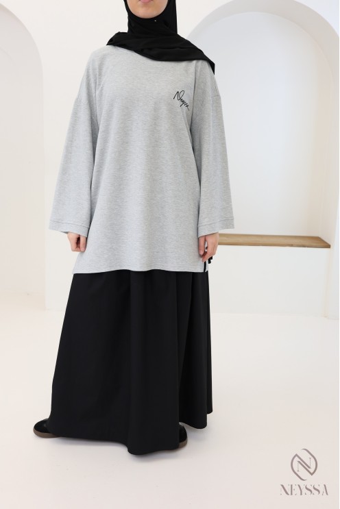 Neyssa oversized embroidered cotton T-shirt, piqué knit fabric