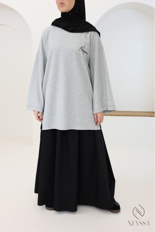 T-shirt oversize en coton brodé Neyssa, tissu maille piqué