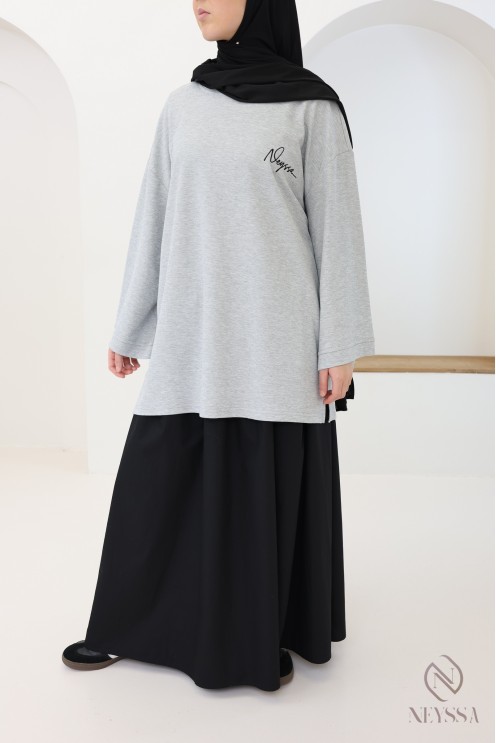 T-shirt oversize en coton brodé Neyssa, tissu maille piqué