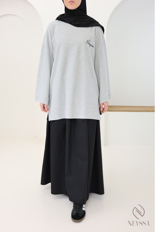 Oversize-T-Shirt aus bestickter Baumwolle von Neyssa, Piqué-Stoff