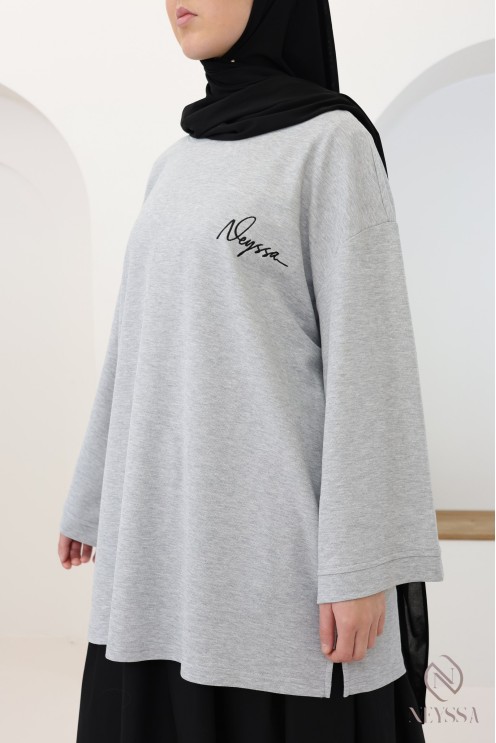 T-shirt oversize en coton brodé Neyssa, tissu maille piqué