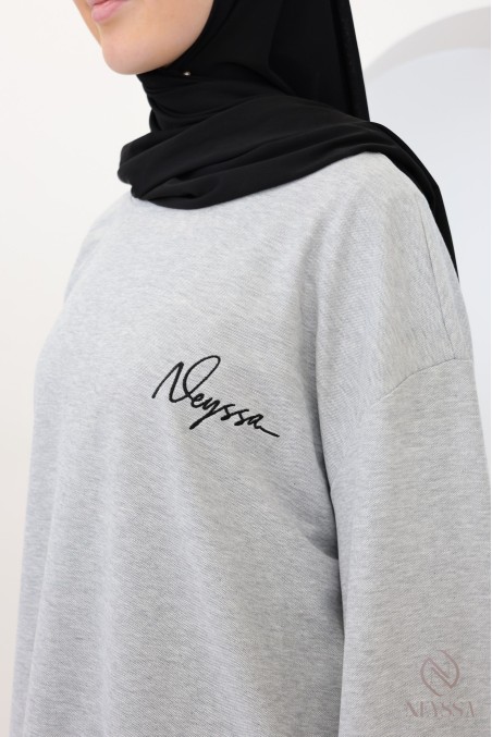 Oversize-T-Shirt aus bestickter Baumwolle von Neyssa, Piqué-Stoff