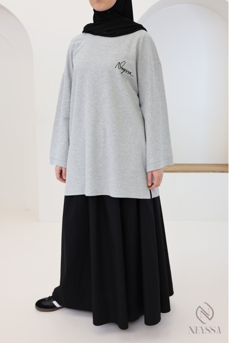 T-shirt oversize en coton brodé Neyssa, tissu maille piqué