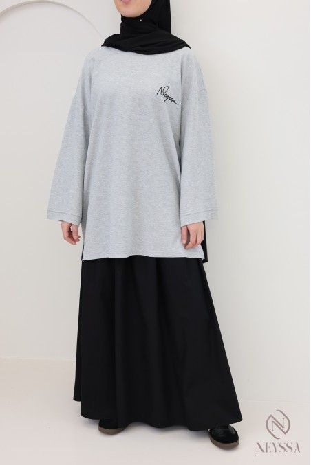 Oversize-T-Shirt aus bestickter Baumwolle von Neyssa, Piqué-Stoff
