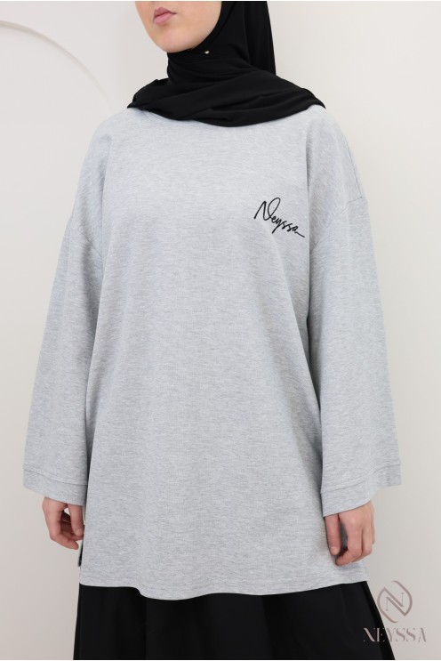 Oversize-T-Shirt aus bestickter Baumwolle von Neyssa, Piqué-Stoff