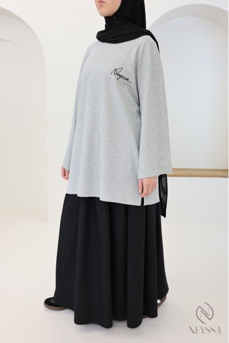 Neyssa oversized embroidered cotton T-shirt, piqué knit fabric