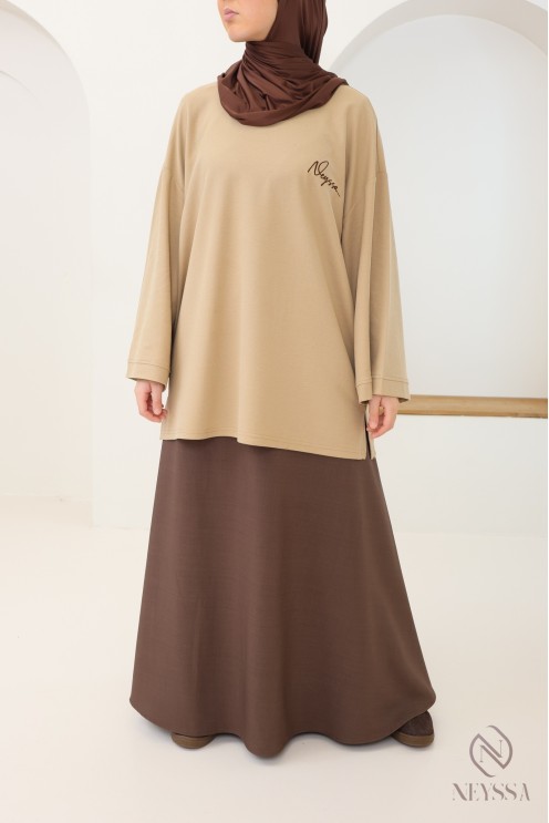 Weites Langarm-T-Shirt aus Baumwolle, bestickt von Neyssa