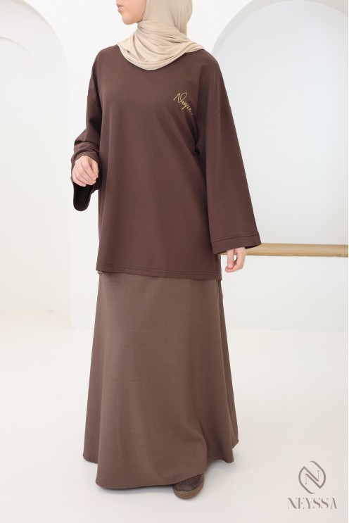 Oversize-Piqué-T-Shirt mit Browny-Signatur Neyssa