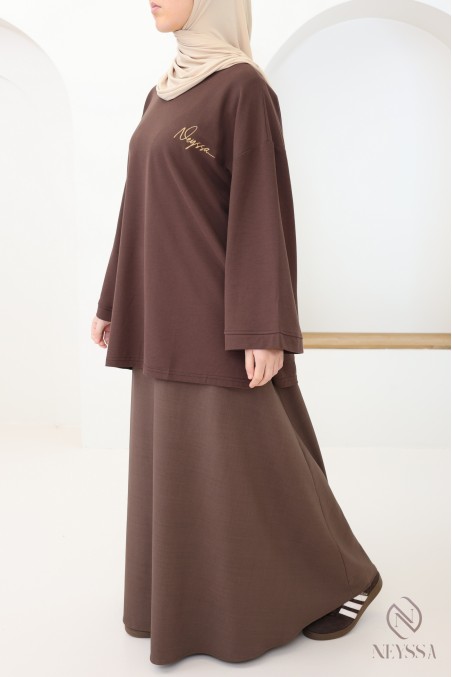 T shirt maille piquée oversize avec signature browny Neyssa