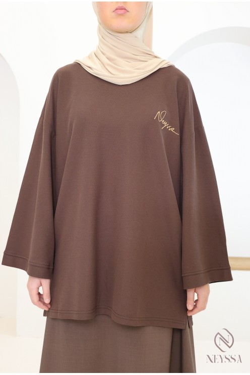 T shirt maille piquée oversize avec signature browny Neyssa