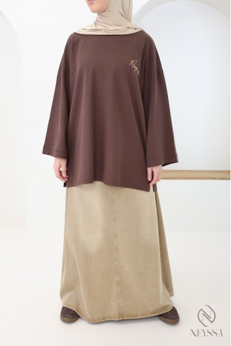 Oversize-Piqué-T-Shirt mit Browny-Signatur Neyssa