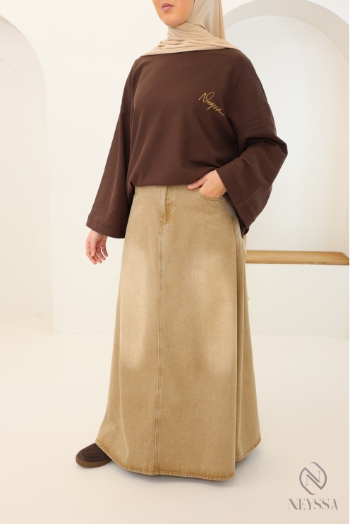 Oversized piqué T-shirt with Neyssa browny signature