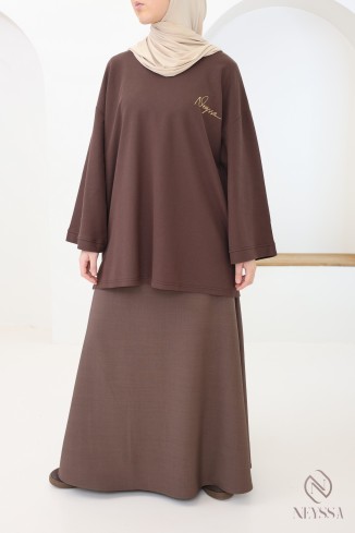 Oversized piqué T-shirt with Neyssa browny signature