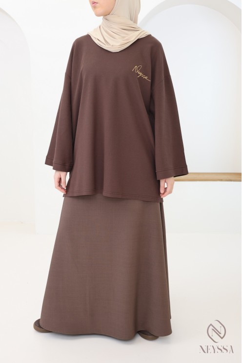 Oversized piqué T-shirt with Neyssa browny signature