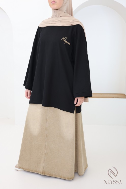 Oversize-Langarm-T-Shirt für modebewusste Hijabi-Frauen