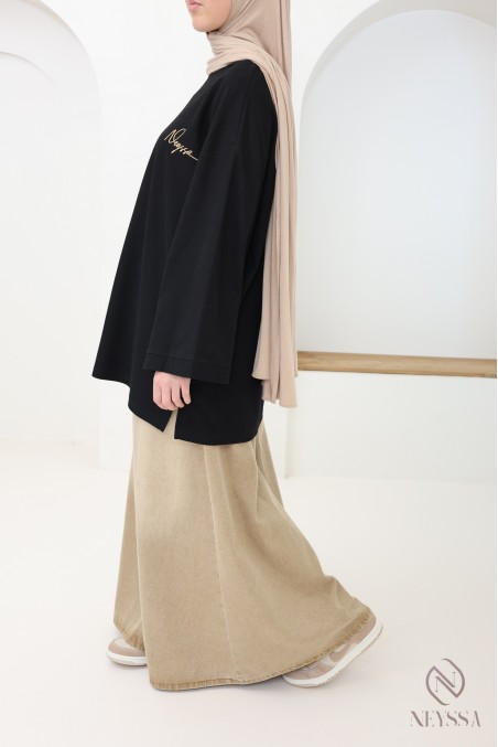 Oversize-Langarm-T-Shirt für modebewusste Hijabi-Frauen