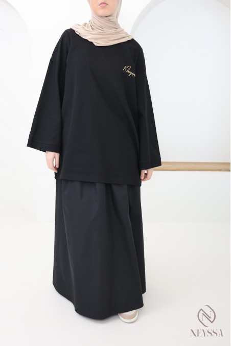 Oversize-Langarm-T-Shirt für modebewusste Hijabi-Frauen