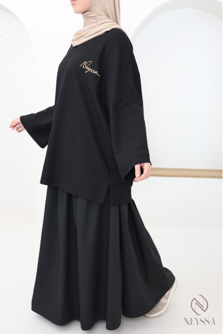 Oversize-Langarm-T-Shirt für modebewusste Hijabi-Frauen