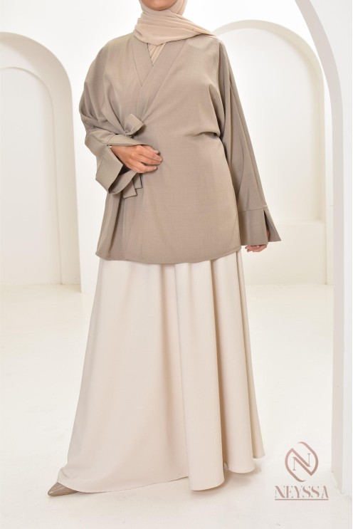 Jupe longue évasée pour femme tissu tailleur, haute qualité