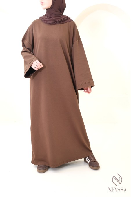 Robe longue en coton sweat à col rond, style sportswear
