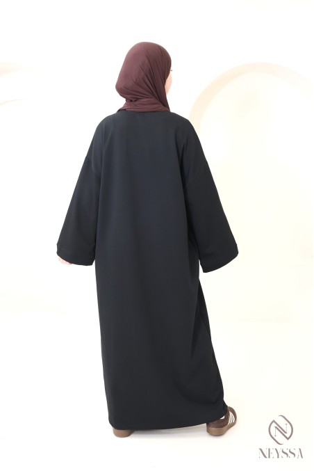 Robe longue en coton sweat à col rond, style sportswear