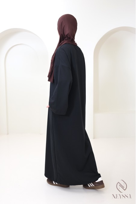 Long cotton sweatshirt dress with round neck, sportswear style