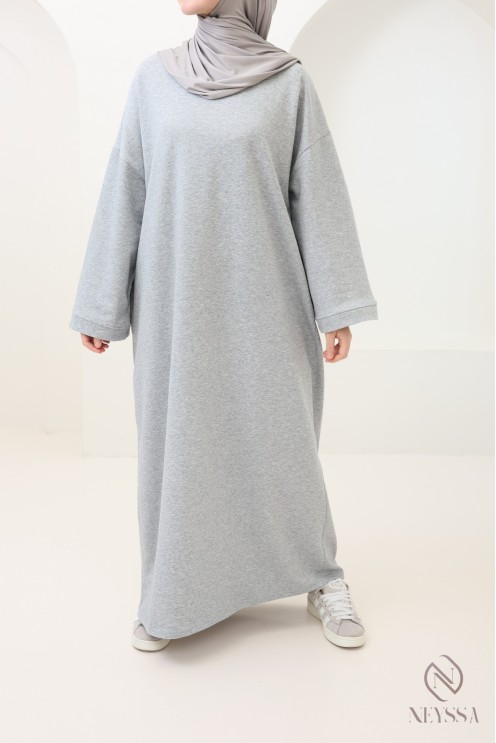Robe longue en coton sweat à col rond, style sportswear