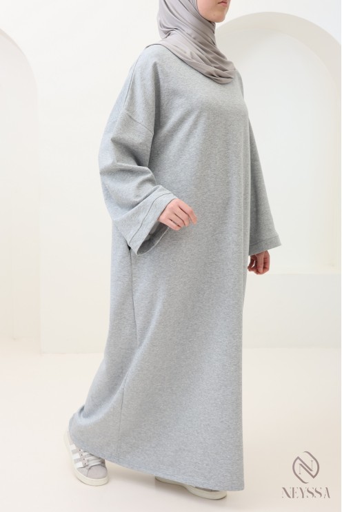 Robe longue en coton sweat à col rond, style sportswear