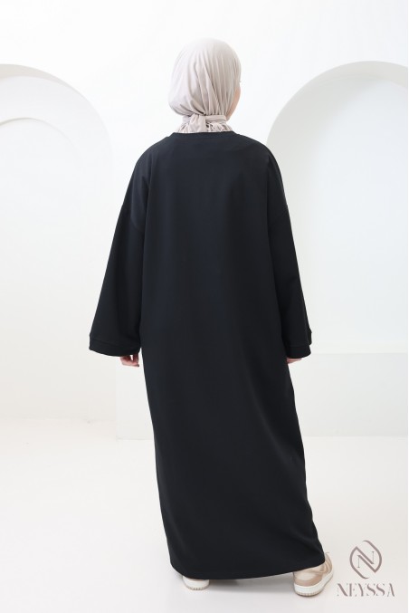 Robe longue en coton sweat à col rond, style sportswear