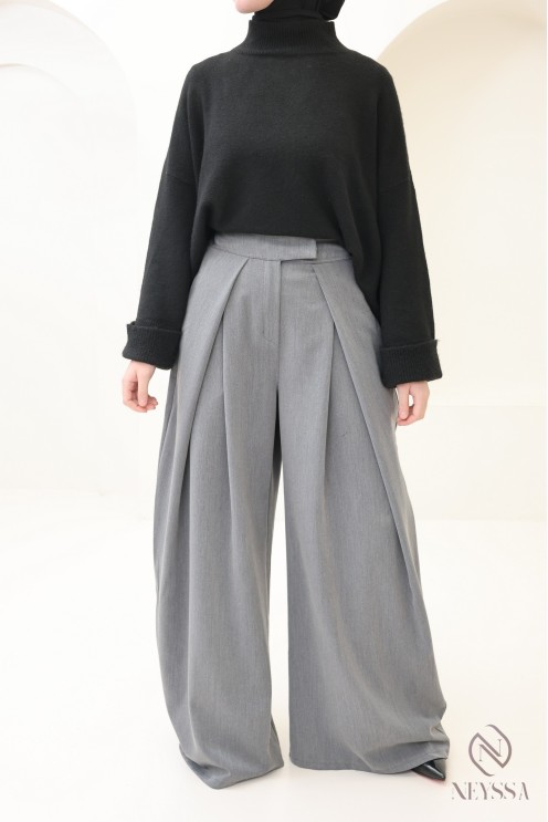 palazzo large coupe ballon à pinces tailleur, tendance et modeste