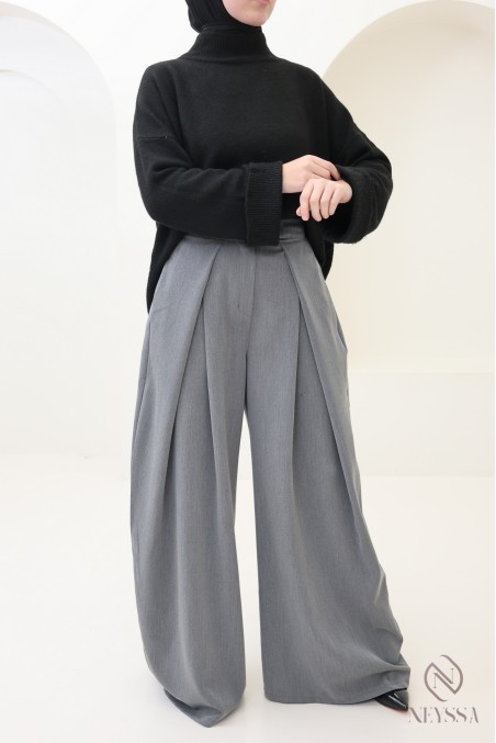 palazzo large coupe ballon à pinces tailleur, tendance et modeste