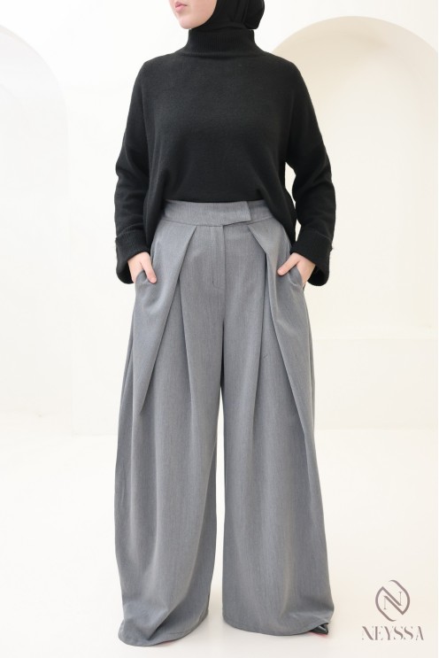 palazzo large coupe ballon à pinces tailleur, tendance et modeste